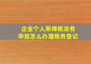 企业个人所得税没有申报怎么办理税务登记