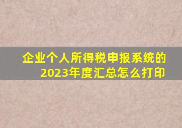 企业个人所得税申报系统的2023年度汇总怎么打印