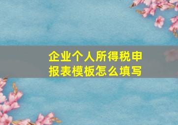 企业个人所得税申报表模板怎么填写