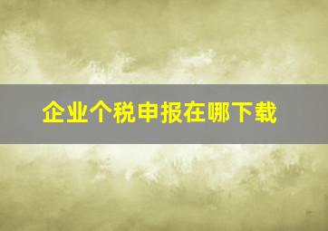 企业个税申报在哪下载