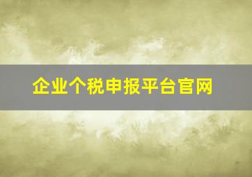 企业个税申报平台官网