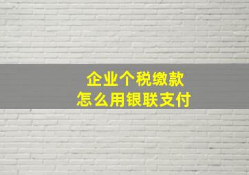 企业个税缴款怎么用银联支付