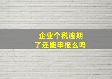 企业个税逾期了还能申报么吗