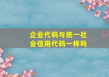 企业代码与统一社会信用代码一样吗