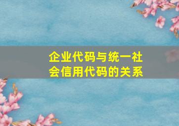 企业代码与统一社会信用代码的关系