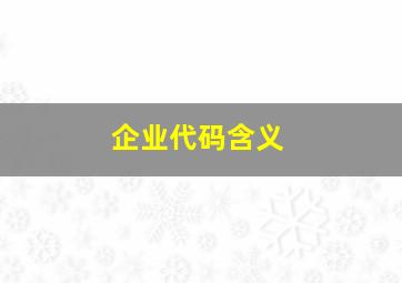 企业代码含义