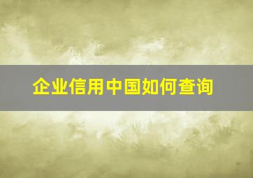 企业信用中国如何查询