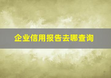 企业信用报告去哪查询