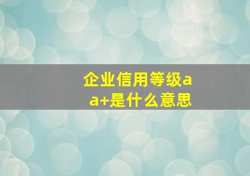 企业信用等级aa+是什么意思