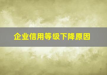 企业信用等级下降原因