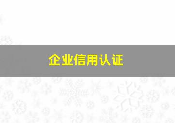 企业信用认证