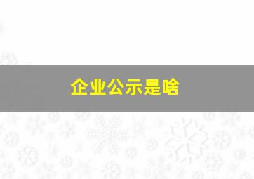 企业公示是啥