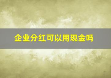 企业分红可以用现金吗