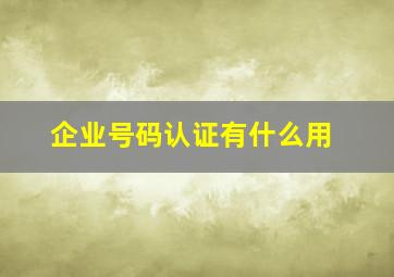 企业号码认证有什么用