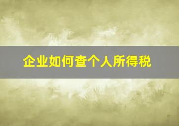 企业如何查个人所得税