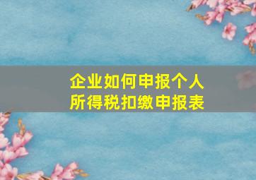 企业如何申报个人所得税扣缴申报表