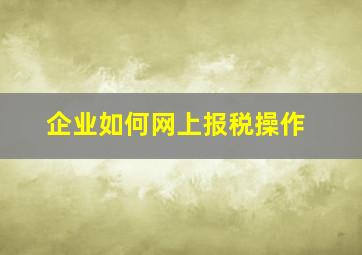 企业如何网上报税操作