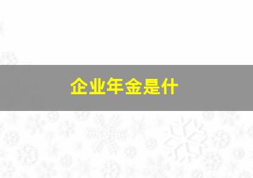 企业年金是什