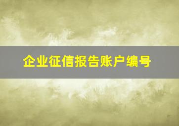 企业征信报告账户编号