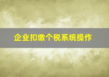 企业扣缴个税系统操作