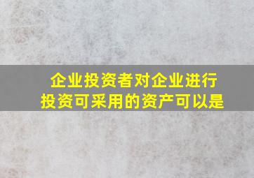 企业投资者对企业进行投资可采用的资产可以是