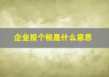 企业报个税是什么意思