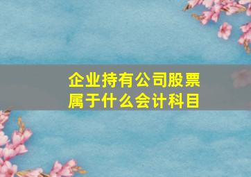 企业持有公司股票属于什么会计科目