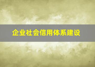 企业社会信用体系建设