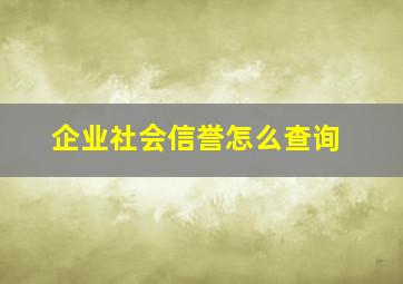 企业社会信誉怎么查询