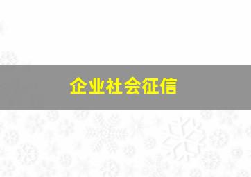 企业社会征信