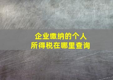 企业缴纳的个人所得税在哪里查询