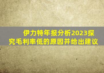 伊力特年报分析2023探究毛利率低的原因并给出建议