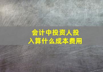 会计中投资人投入算什么成本费用