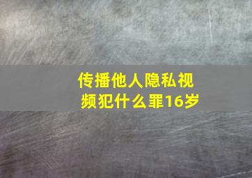 传播他人隐私视频犯什么罪16岁