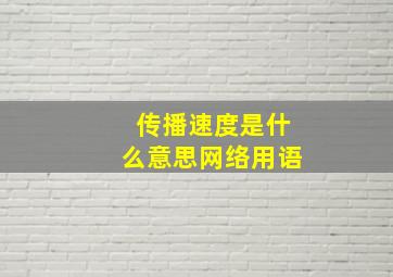 传播速度是什么意思网络用语