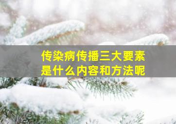 传染病传播三大要素是什么内容和方法呢