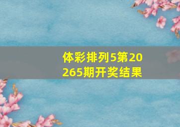 体彩排列5第20265期开奖结果