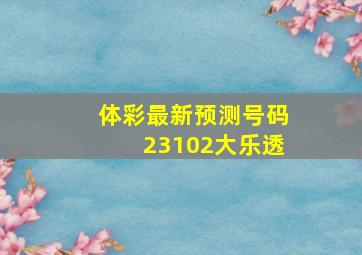 体彩最新预测号码23102大乐透