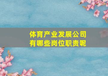 体育产业发展公司有哪些岗位职责呢