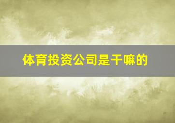 体育投资公司是干嘛的