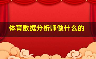 体育数据分析师做什么的