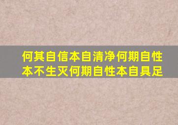 何其自信本自清净何期自性本不生灭何期自性本自具足