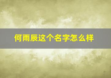 何雨辰这个名字怎么样