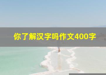 你了解汉字吗作文400字