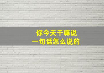 你今天干嘛说一句话怎么说的