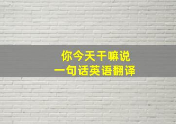 你今天干嘛说一句话英语翻译