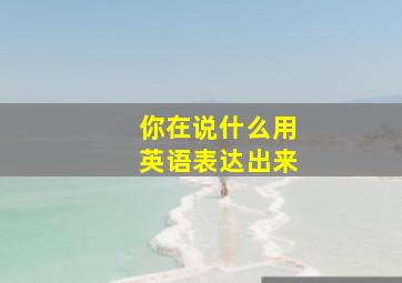 你在说什么用英语表达出来