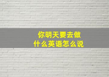 你明天要去做什么英语怎么说