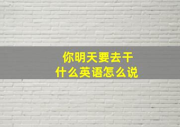 你明天要去干什么英语怎么说