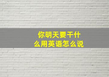 你明天要干什么用英语怎么说